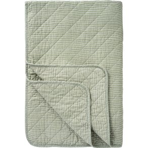 Quilt t�ppe - hvide og st�vgr�nne m�lkedrengestriber