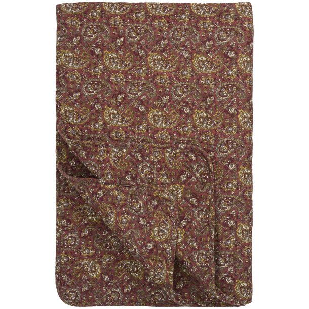 Quilt t�ppe - rosa m/gr�nt, gr�t og m�rkrosa paisleym�nster