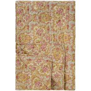 Quilt t�ppe - st�vbl� m/lyser�dt, r�dt, gr�nt og gult paisley- og blomsterm�nster
