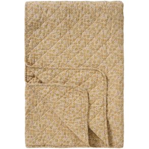 Quilt t�ppe - beige m/gule, gr�nne og hindb�rfarvede blomster