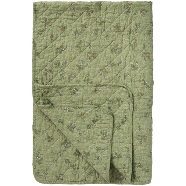 Quilt tppe - grn m/blomsterranker