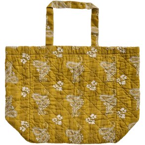 Skuldertaske - quiltet - mustard m/paisleymnster