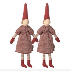 2 x Mini Nisse, str. 2 - Pige - R�d kjole.