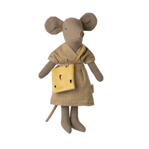 Mus i smternet kjole og skuldertaske 