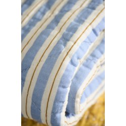 Quilt tppe - bl m/hvide og brune striber
