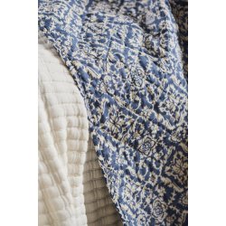 Quilt tppe - bl m/naturfarvet blokmnster