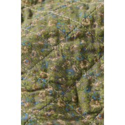 Quilt t�ppe - oliven m/gr�nne, bl� og rosa blomster
