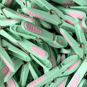 12 stk tjklemmer - pastel grn/lys rd