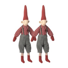 2 x Mini Nisse, str. 2 - dreng - R�d skjorte. 