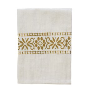 Viskestykke med broderi - hstgul