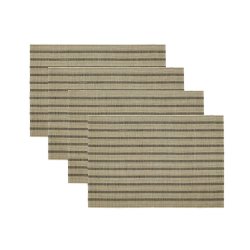 D�kkeserviet i bambus - 4 stk - stribet natur/sort