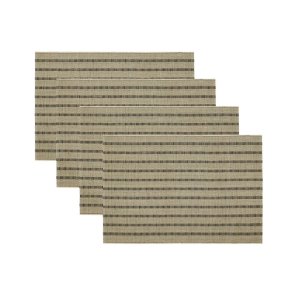 D�kkeserviet i bambus - 4 stk - stribet natur/sort