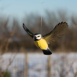 Blmejse - flyvende - hndskret trfigur