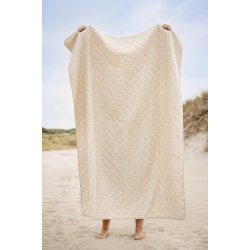 Quilt tppe - naturfarvet m/bl og hvide striber