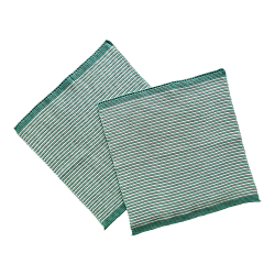 2 vaskeklude - natur/lys mint striber - strikket - kologisk bomuld.