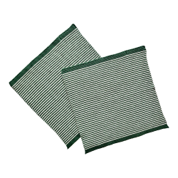  2 vaskeklude - natur/grnne striber - strikket - kologisk bomuld.