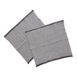  2 vaskeklude - natur/gr striber - strikket - kologisk bomuld.