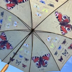 Paraply - m. sommerfugle - sandfarvet