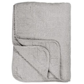 Quilt tppe - hvid/mrkegr strib
