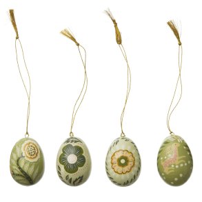 Pskeg - st med 4 stk - grn - 7 cm 