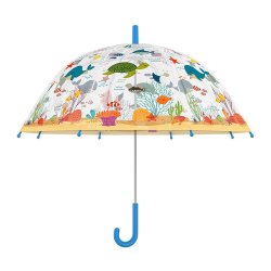 Paraply til b�rn - Havet - transparent - vandmilj� - bl�t skaft