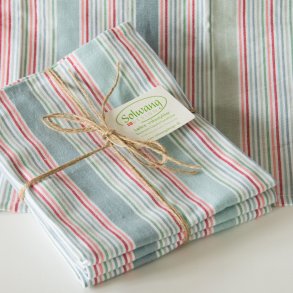 3 Viskestykker - stribet pastel - rd/bl/grn