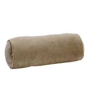 Rund aflang pude - velour - gr�n umbra