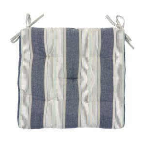 Stolehynde - 45 x 45 cm - stribet bl�/hvid/sand