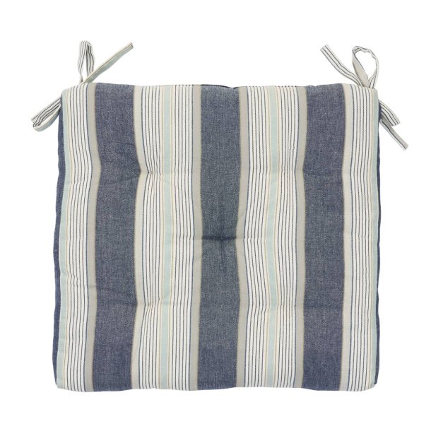 Stolehynde - 45 x 45 cm - stribet bl�/hvid/sand