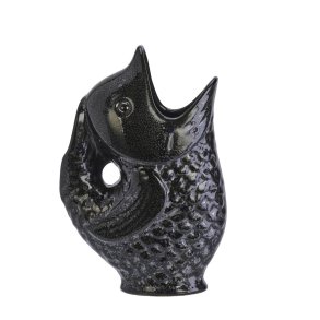 Keramik vase - sort fisk