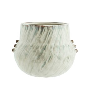 Urtepotte - stribet grn - stor