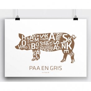 Plakat af gris i kobber farve - flot grafisk design og praktisk viden i t.