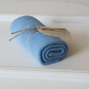 Strikket hndklde - lys bl