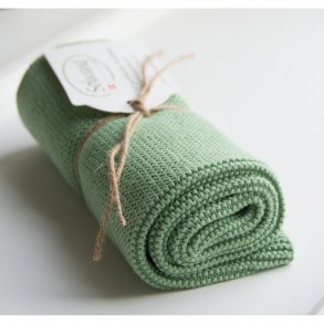 Strikket hndklde - stvet grn
